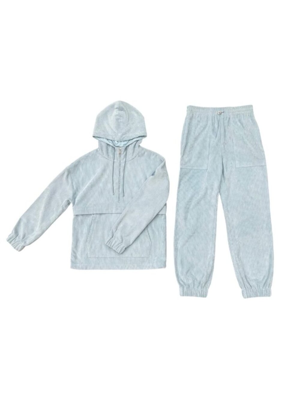 Moncler Sweatshirt Corduroy Camicha Hoodie Pantalone Set Blue